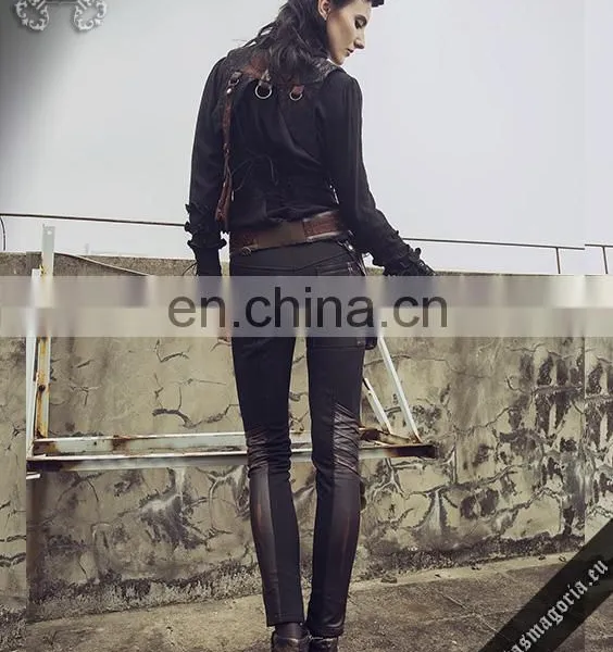 Steampunk Trousers Made of Stretchy Vegan Leather and Fleece Lining photo-4