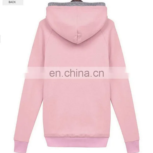 OEM Women Clothing 100% Cotton Plain Pullover Double- Hood Sweatshirt photo-3