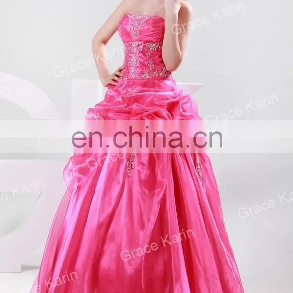 2015 Rose Red Elegant Long Wedding Dresses CL4482 photo-2