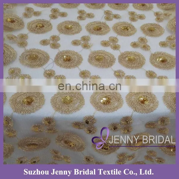 TR019A Jenny Bridal Gold Sequin Embroidered Wedding Table Runners photo-3