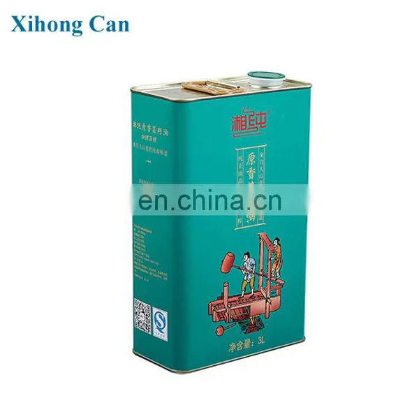 3L Oil Can Olive Oil Tins Square Camellia Oil Cans With Plastic Lids