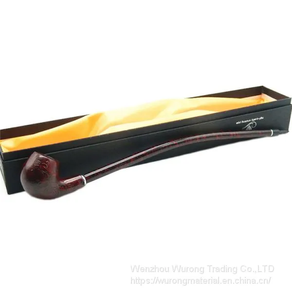 410mm Length Wooden Resin Long Tobacco Pipe With Small Flower Engraving Head for Smoking photo-4
