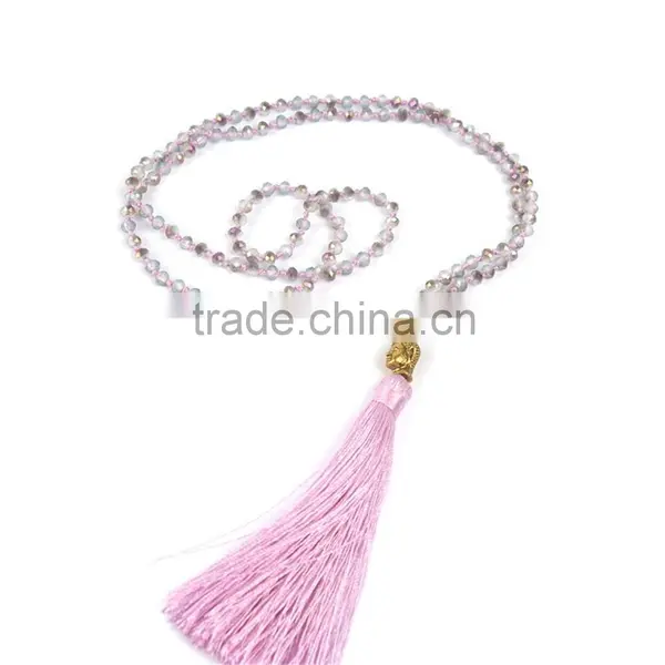 Wholesale 2016 Fashion Crystal Beads Necklace Buddha Head Smooth Tassel Pendant LY1602 photo-6