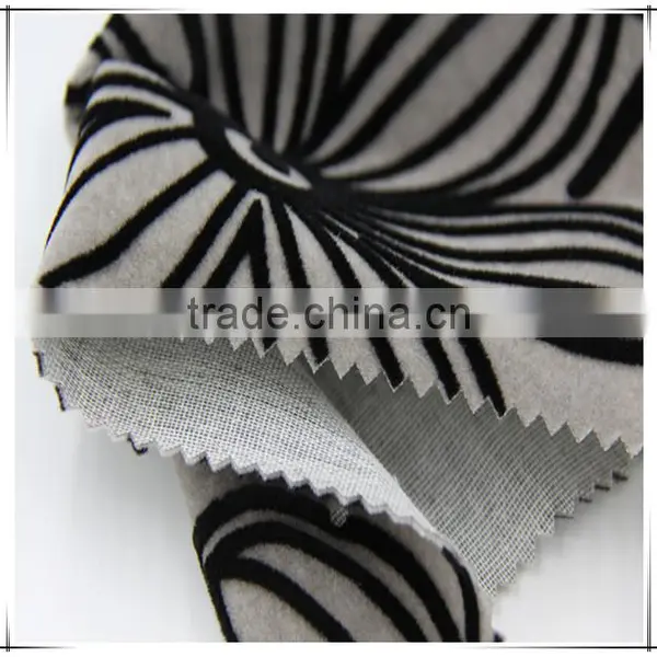 100%polyester Flower Pattern Flocked Shiny Velvet Fabric photo-4