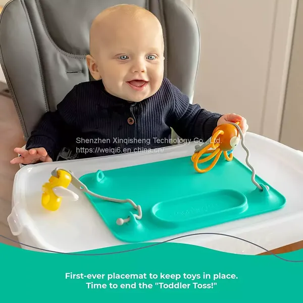DROP Proof Custom Non-Slip 8.5 x 11 in Silicone Suction Placemat Baby Toy Mat Green Blue Pink Suction Silicone Placemat for Baby photo-5