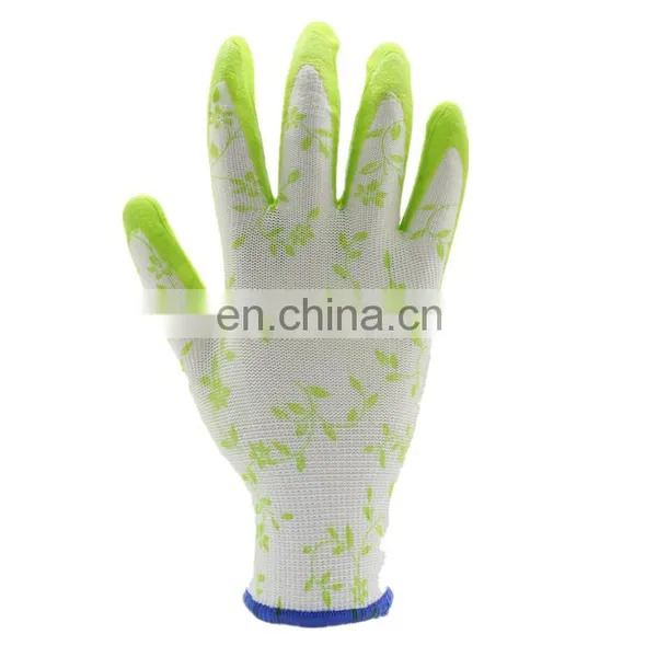 13G Nylon Liner With Digital Printing Hivis Green Latex Coated Gardening Gloves photo-4