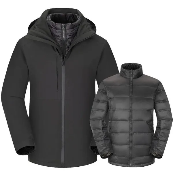 Three in One Men's and Women's Winter Soft Shell Woven Zipper Waterproof and Windproof Outdoor Warm Jacket photo-5