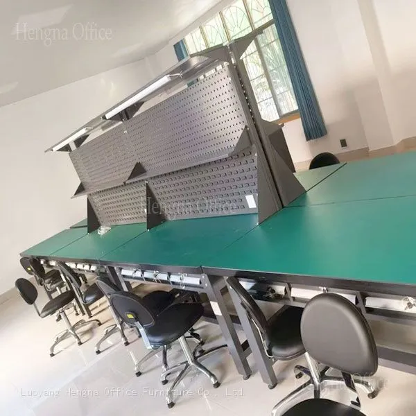 ESD Workbench | Anti-Static Electronic Assembly Line Workstation With LED Light / HN-ESD02 / Green Mat Tech Bench for PCB Repair photo-3