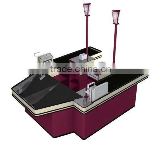 Supermarket Checkout Counter With Convery Belt for Money Desk in Mall photo-3