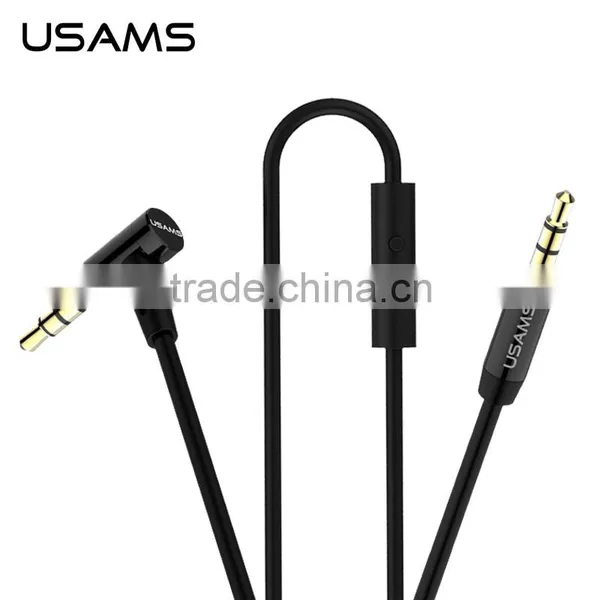 USAMS SJ064 L Shaped Aux Cable With MIC For Universal Mobile Phone 1m Stereo Audio Cable for Speaker photo-3