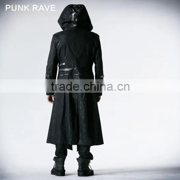 Y-364 Top Sale Stylish Black Men Gothic Long Winter Coat photo-4