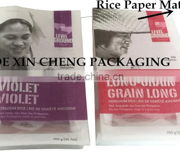 Customized Printing Rice Paper Standing Up Pouch Bags For Food Packaging