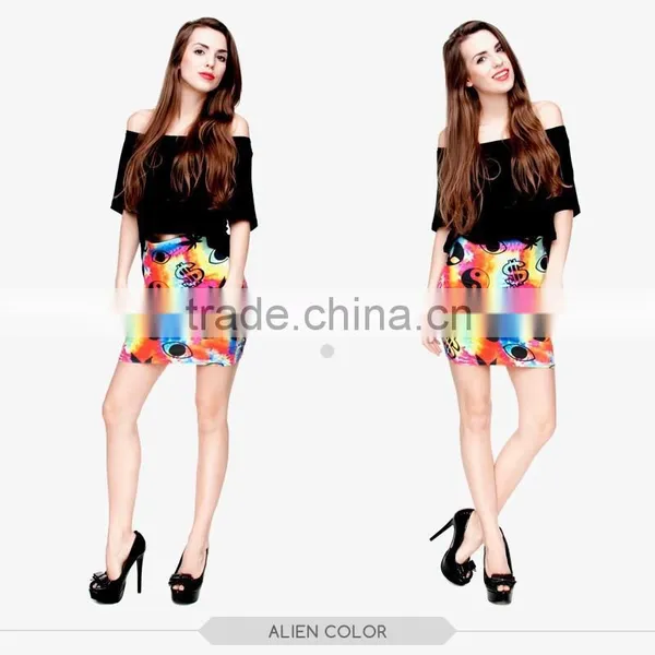 Women Fashion Alien Color Sex Girls Tight Slim Mini Skirt High Quality 3d Digital Full Print Custom Hot Sale Tube Stretchy Skirt photo-3