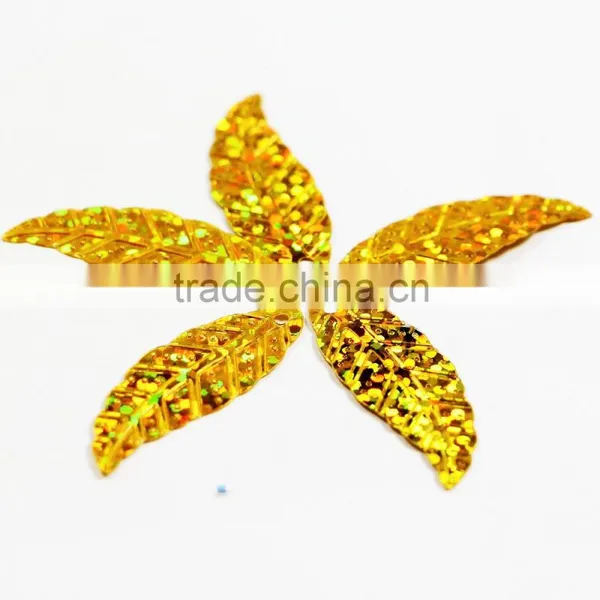 Golden Bulk Color Loose Sequin in Leaf Shape in 2014 New Design photo-4