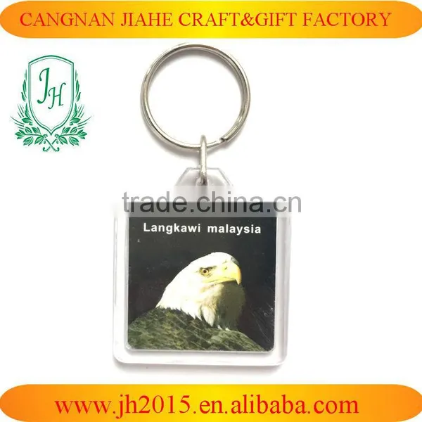 Blank Photo Keyholder Square Shape With Paper Insert Keyring Plastic Keyring