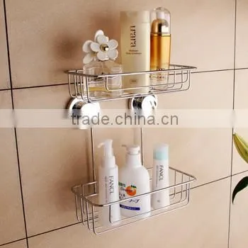 metal chromed shower caddy 2 triangle corner shelf with suction