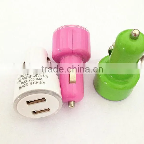 For US Market 5V 2.1A+1A High Quality Dual USB Car Charger for IPhone 4S 5 IPad