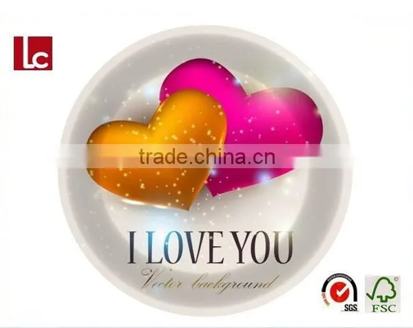 Disposable Food Grade Paper Plate With Cute Printing for Valentine Party