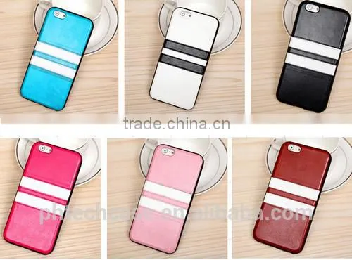 Stripe Pattern TPU Back Cover PU Leather Case for IPhone 6 Plus 5.5 Inch photo-4