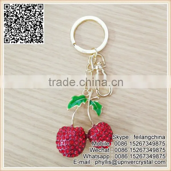 Factory Cheap Sale Fashion Key Ring Jewelry Artificial Cherry Keychain For Decoration photo-2
