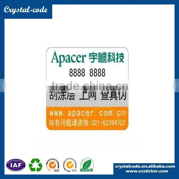 Removable Printed Seal Label Anti-fake Scratch off Label photo-3