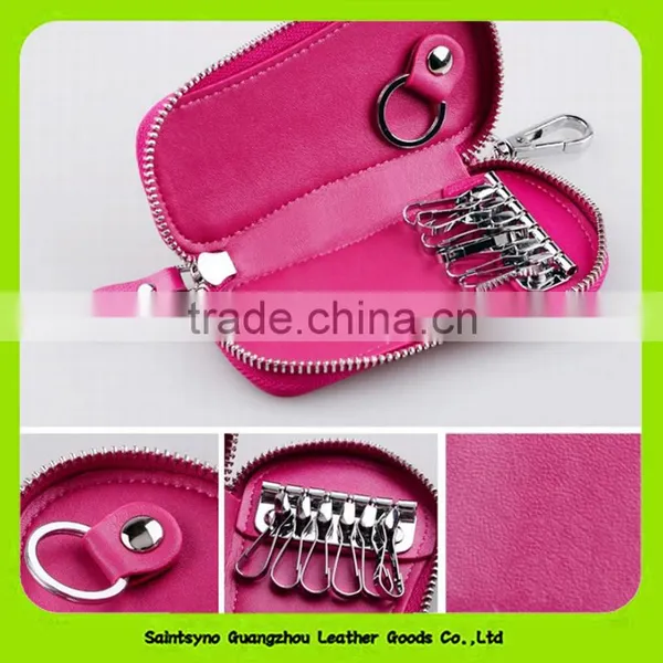 Custom Multiple Portable Compact Fancy PU Geunie Leather Car Key Holder 15069 photo-2