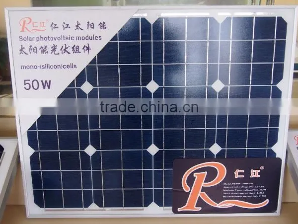 RJ Factory 18v Mono Solar Cells pv Module 50W Solar Panel