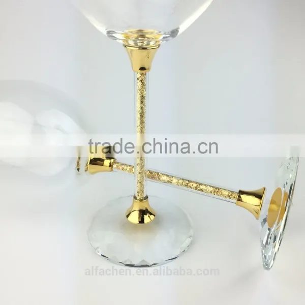 465ml Set of 2 Luxury Golden Stemmed Water Cup Red Wine Glass photo-5