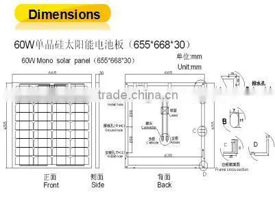 TUV Certificated 60W 18V Solar Module 36 Cell Mono Solar Photovoltaic Module photo-2