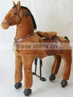 factory wholesale plush mechanical walking on wheels ride on horse toy for children and adult plush ride on horse toy