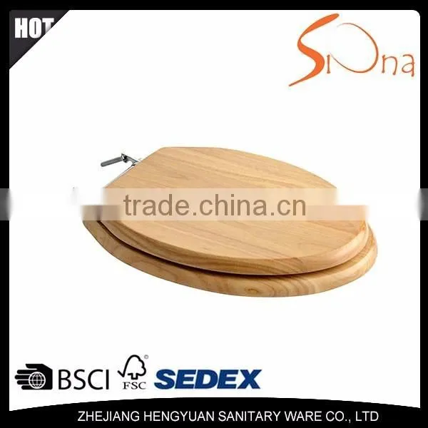 Natural Color Solid Oak Soft Close Toilet Seat Cover photo-3