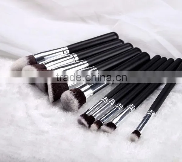 High-end 10pcs Black Cosmetic Brush Set Bag photo-3