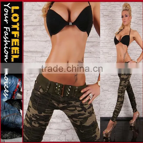 Sexy Women Military Jeans Cool Urban Fashion Denim Jeans Pants (LOTX004)