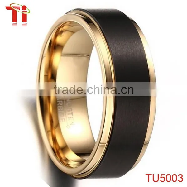 18K Gold Tungsten Carbide Ring Brushed Surface photo-3