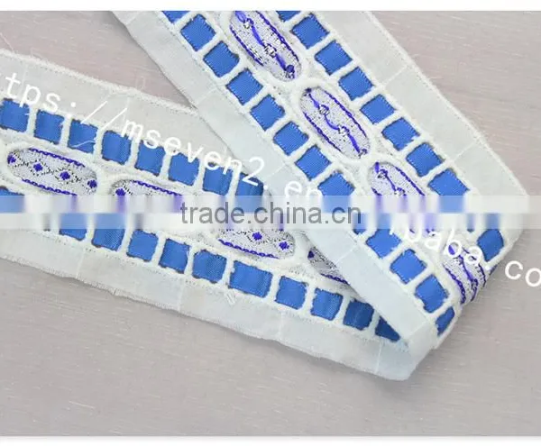 Fashion Design 5cm Width Embroidery Satin Ribbon With Cotton Triming photo-4