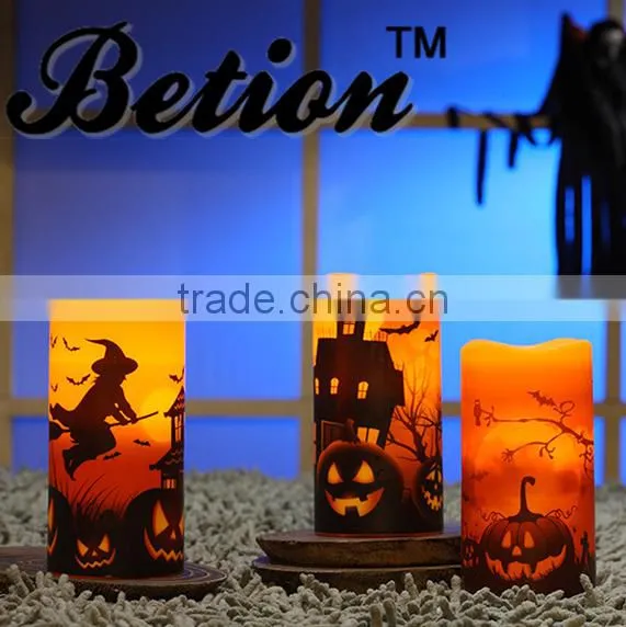 Flameless Candles Led Halloween Decorative Candles 3''x6'' Halloween Wax Candles Led Pillar Candles photo-2