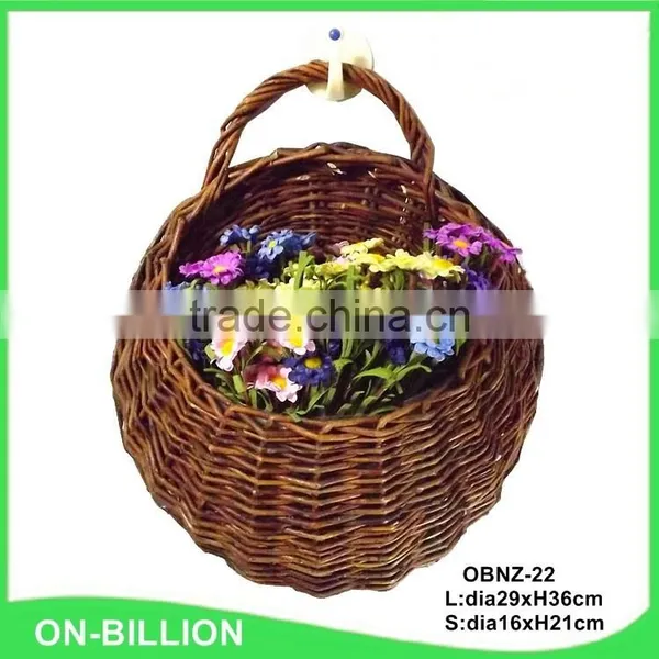 Handmade Decorative Garden Hanging Rattan Flower Basket photo-2