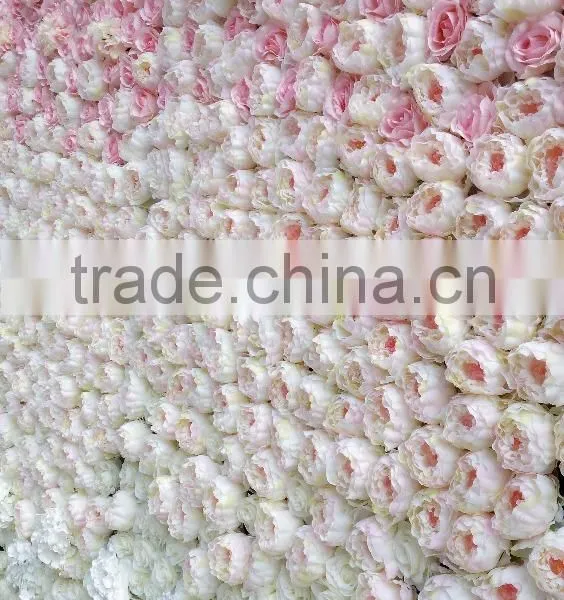 Artificial Silk Ombre Flower Wall With Wood Panel for Wedding Decoration photo-4
