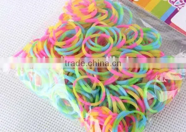 300PC Hair Band With 12 Buckles/Double Colors RUBBER BAND photo-2