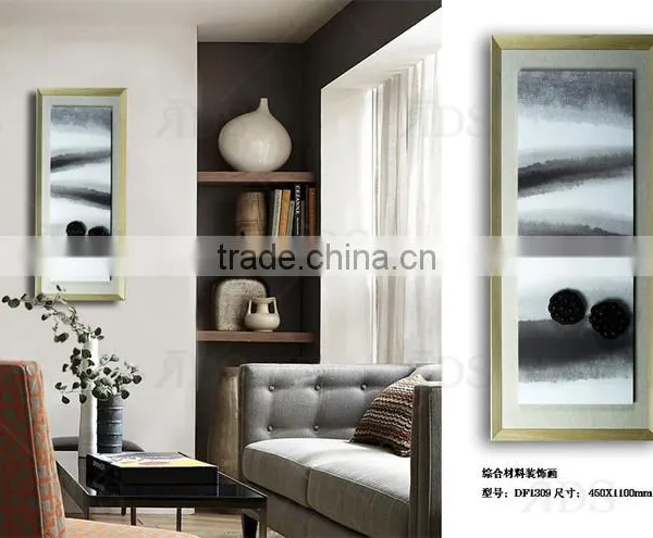 Frame Handmade Lotus Pod Water Color Canvas Wall Art for Home Decoration photo-2