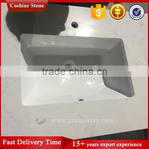 Prefabricate White Quartz Stone Vanity Top photo-2