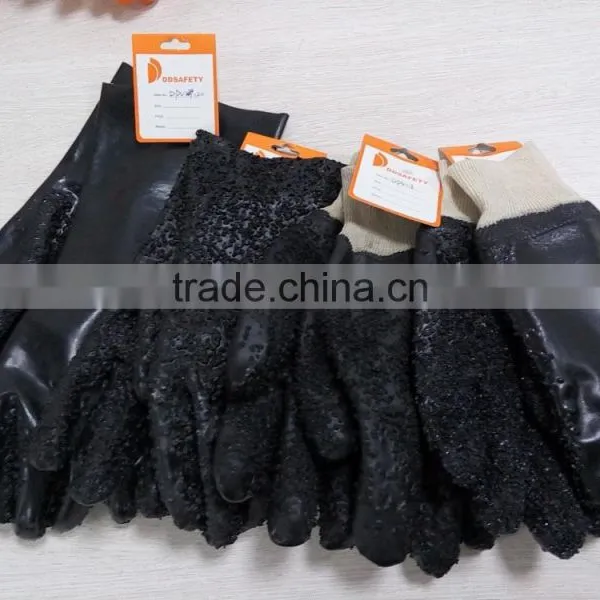 DDSAFETY Hot Sale Black PVC Rough Finished Only On Palm Gloves photo-4