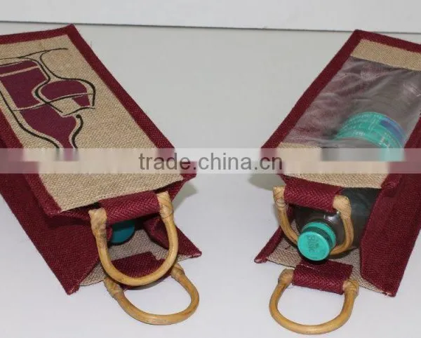 New Generation Eco-friendly One Bottle Wine Bag , Burlap Wine Tote , Burlap Tote photo-2