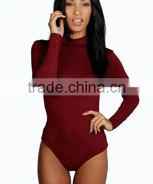 Top Quality Hot Sale Sexy Open Dance Girl High Neck Colors Black Women Bodysuit