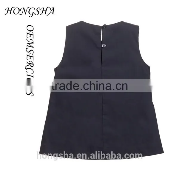 Fashion Baby Girls White & Navy Blue Ruffled Cotton Cutting Blouse Designs HST7741 photo-4
