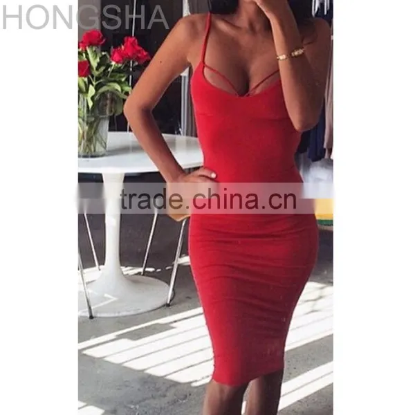 Sexy Bodycon Club Dress 2015 Black Lace-up Back Halter Bandage Dress HSD1418 photo-2