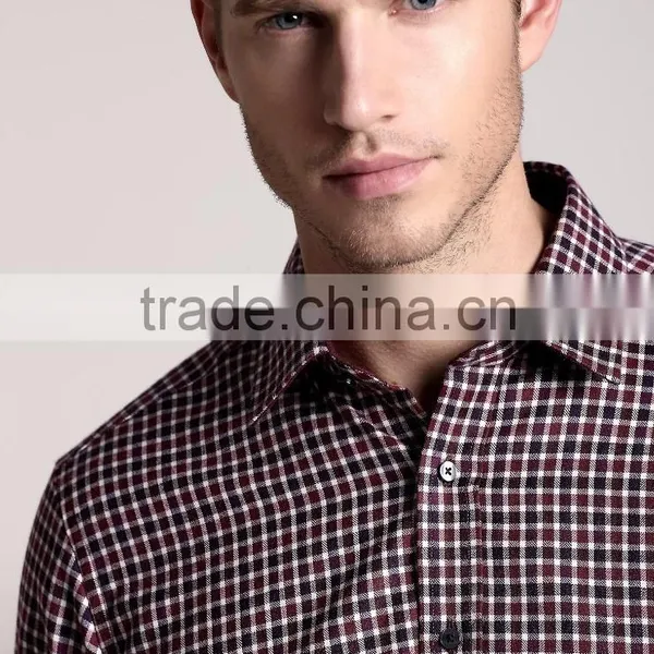 New Design Small Checked Blends Cotton Men Shirt SL0072 photo-3