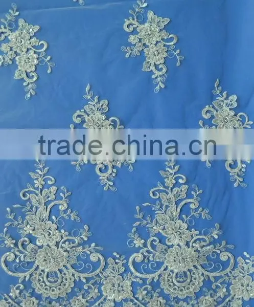 Factory Hot Sales African Lace Beaded Fabric for Wedding Dresses photo-2