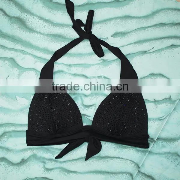 Triangle Cups Black Bikinis With Shinning Diamond Low Minimum Sexy Swimsuits photo-2