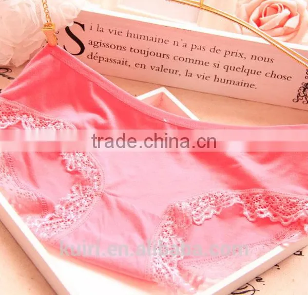 OEM Pure Color Lace Bamboo Charcoal Comfortable Women Underwear 100A photo-3